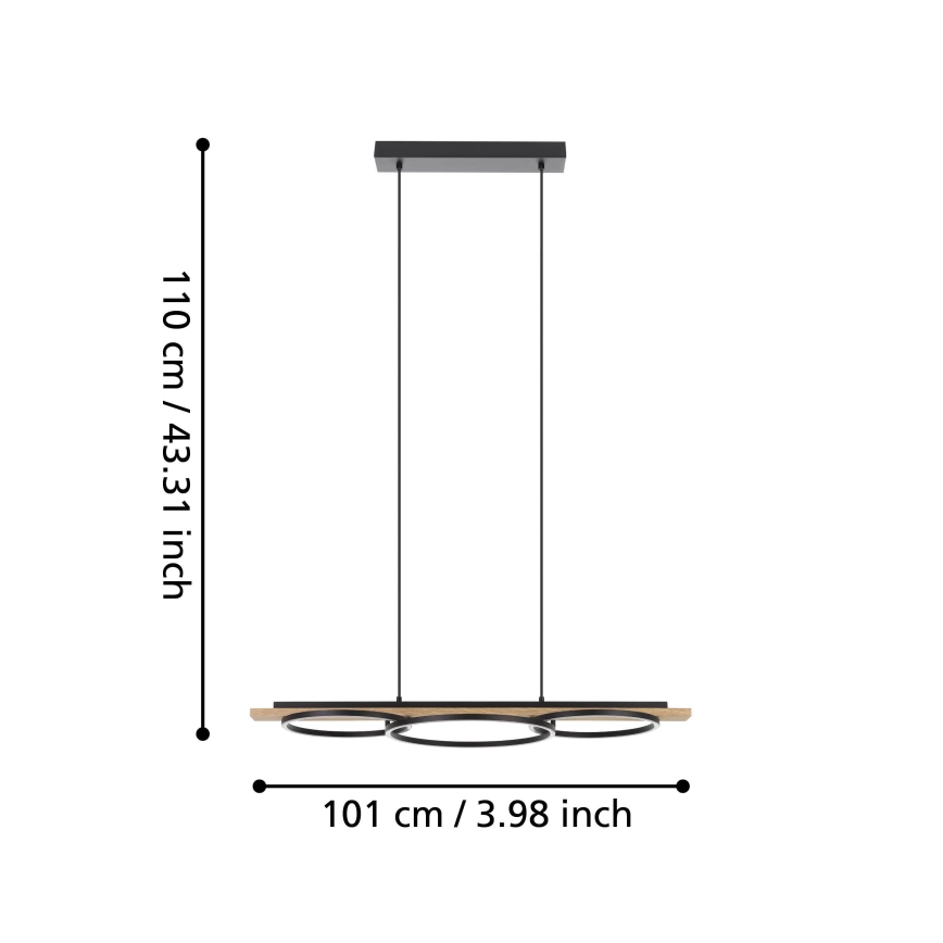 Eglo - Lámpara de araña LED regulable 2xLED/12,5W/230V+1xLED/15,5W 3000K beige/negro