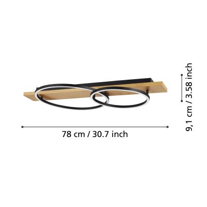 Eglo - Plafón LED 2xLED/12W/230V 3000K beige/negro