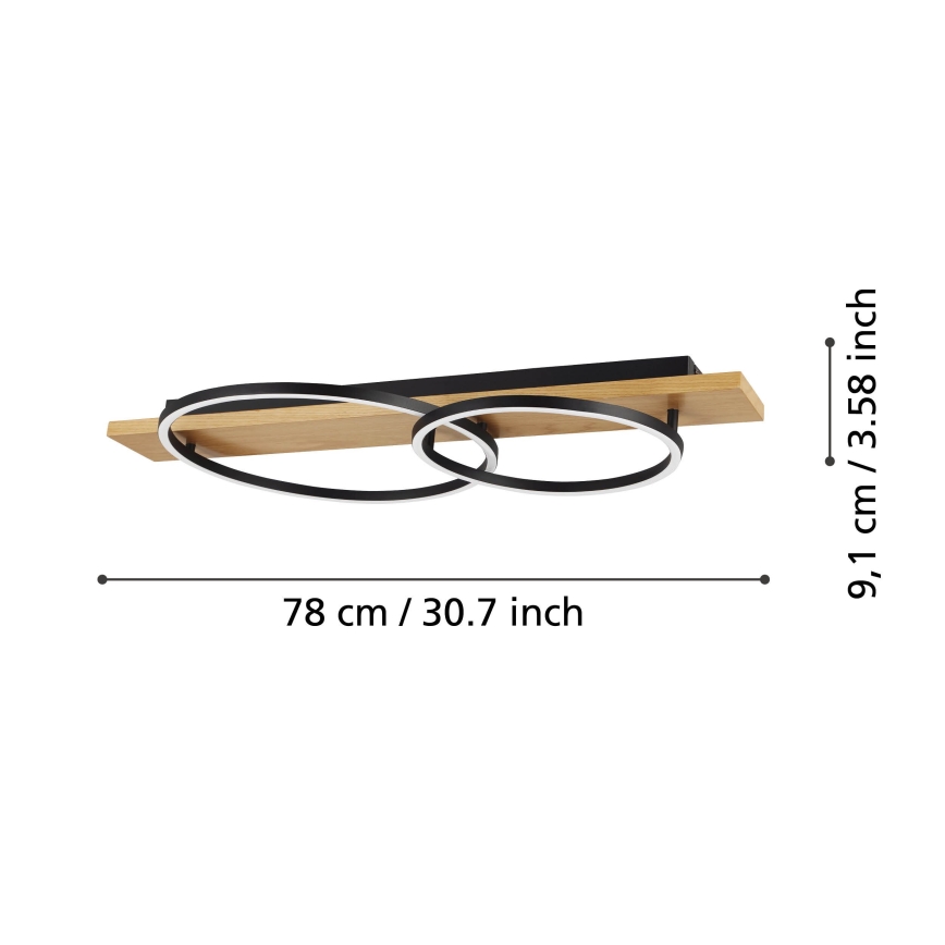 Eglo - Plafón LED 2xLED/12W/230V 3000K beige/negro