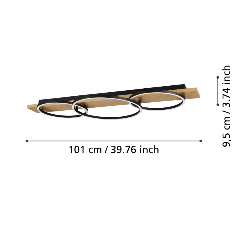 Eglo - Plafón LED 3xLED/12W/230V 3000K beige/negro