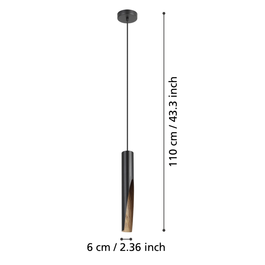 Eglo - Lámpara LED colgante 1xGU10/4,5W/230V 3000K negro/marrón