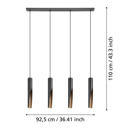 Eglo - Lámpara LED colgante 4xGU10/4,5W/230V 3000K negro/marrón