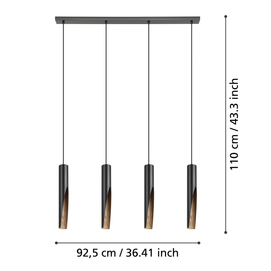 Eglo - Lámpara LED colgante 4xGU10/4,5W/230V 3000K negro/marrón