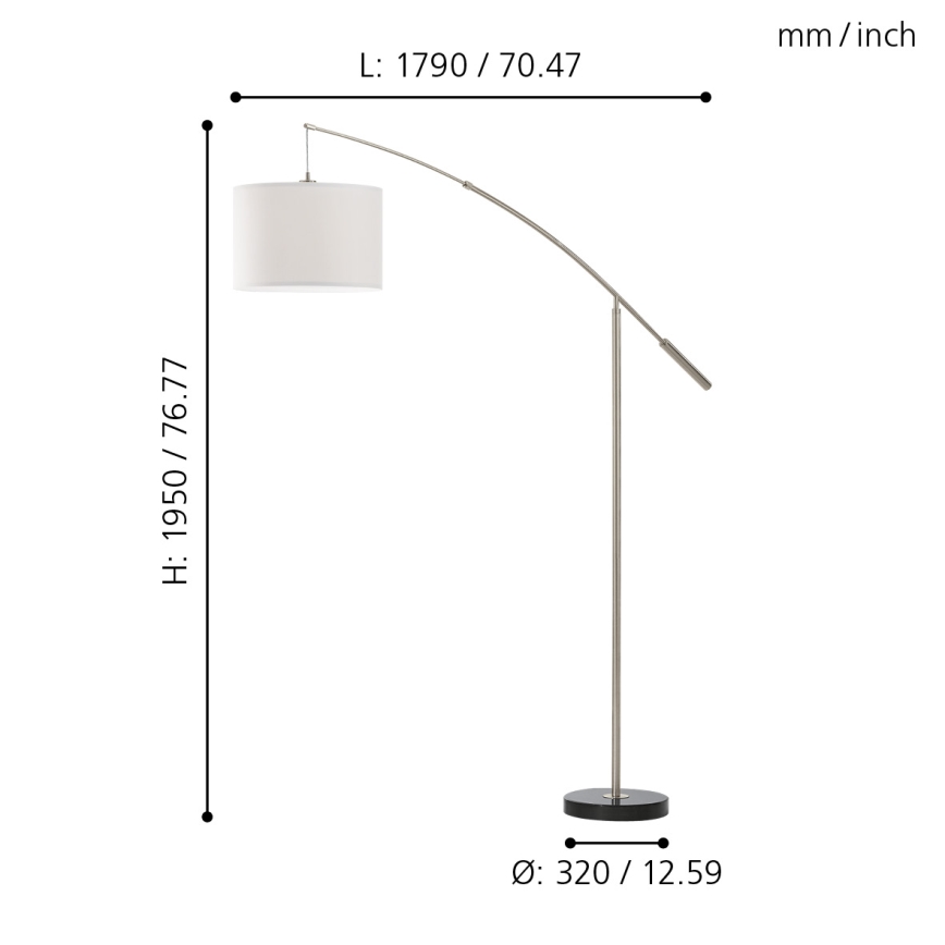 Eglo 92206 - Lámpara de pie NADINA 1xE27/60W/230V