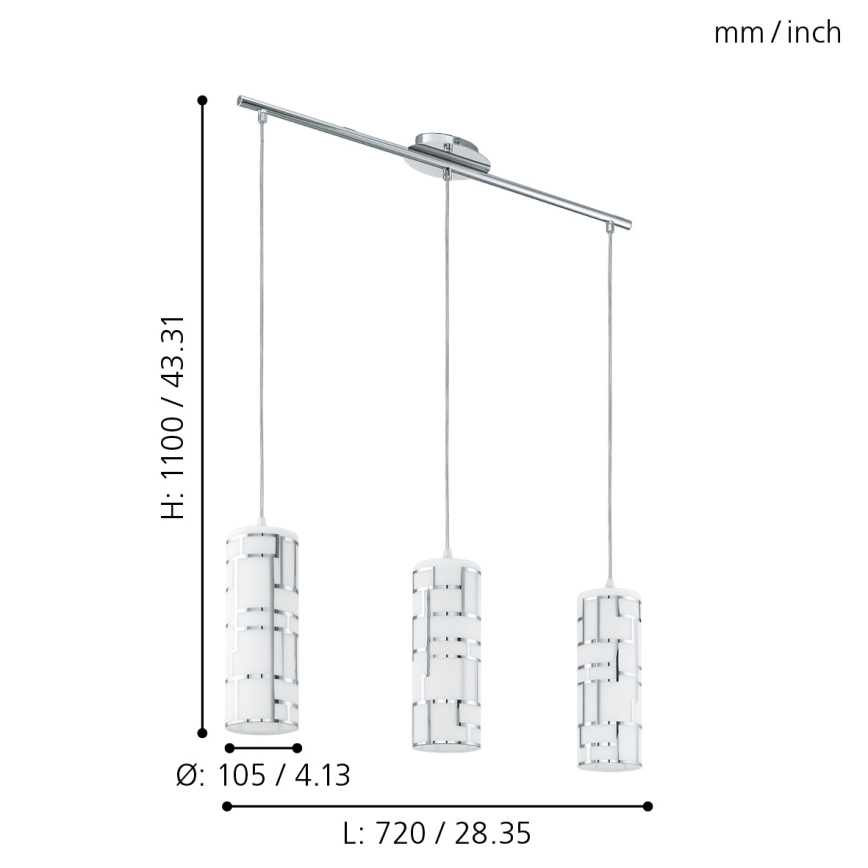 Eglo - Lámpara de araña en cadena 3xE27/60W/230V