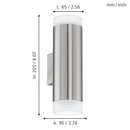 Eglo - Aplique exterior LED GU10/2,5W/230V IP44