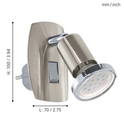 Eglo - Luz LED enchufable 1xGU10-LED/3W/230V