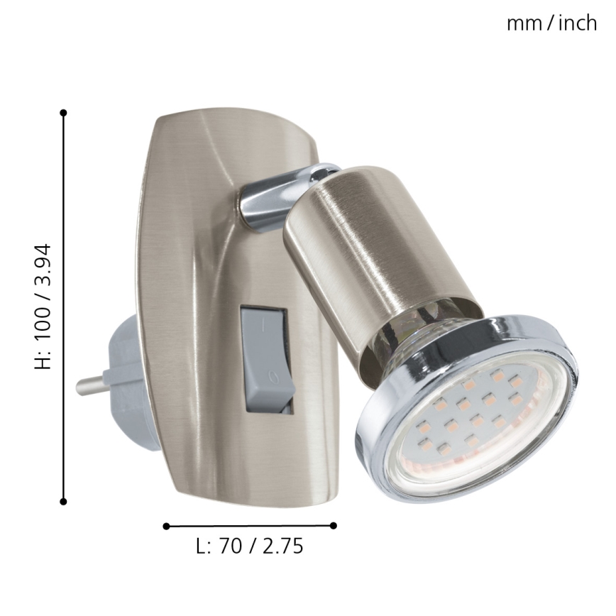 Eglo - Luz LED enchufable 1xGU10-LED/3W/230V