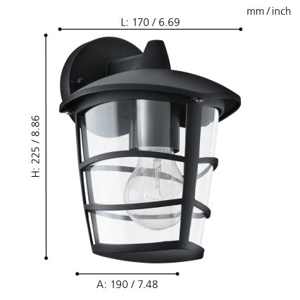 Eglo - Aplique LED exterior 1xE27/8,5W/230V IP44