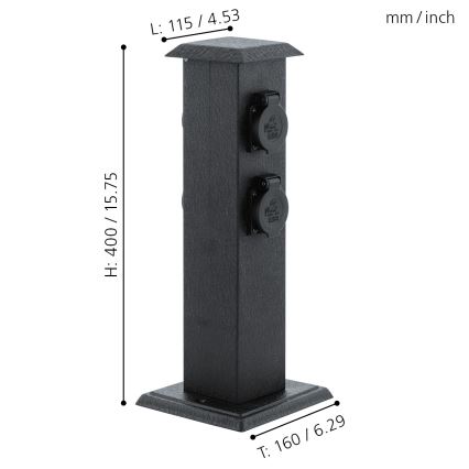 EGLO 93426 - Columna de exterior para jardín con enchufes SCHUKO IP44