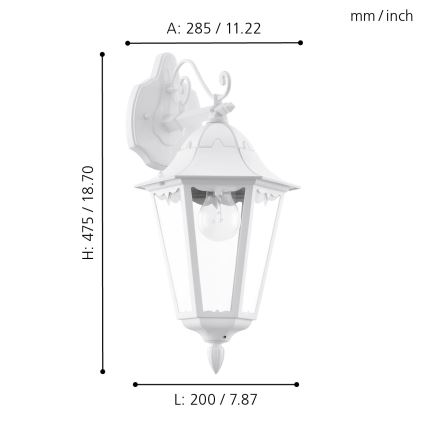 Eglo - Aplique exterior 1xE27/60W/230V IP44