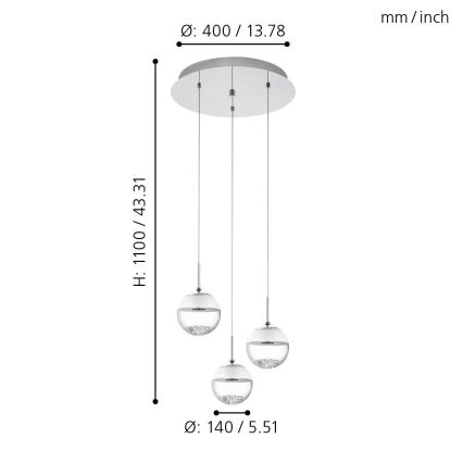 Eglo - Lámpara colgante LED 3xLED/5W/230V