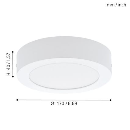 Eglo 94072 - Plafón LED FUEVA 1 LED/10,89W/230V