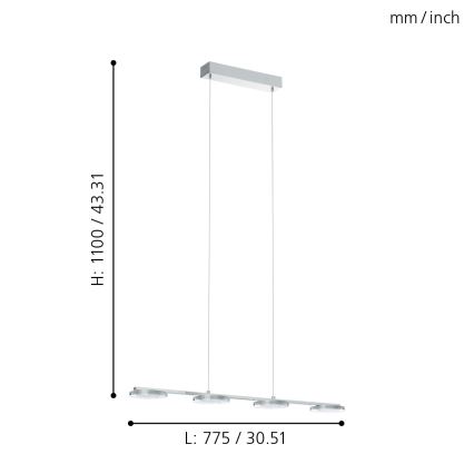 Eglo - Lámpara LED colgante 4xLED/4,5W/230V