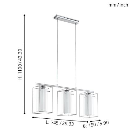 Eglo - Lámpara colgante 3xE27/60W/230V