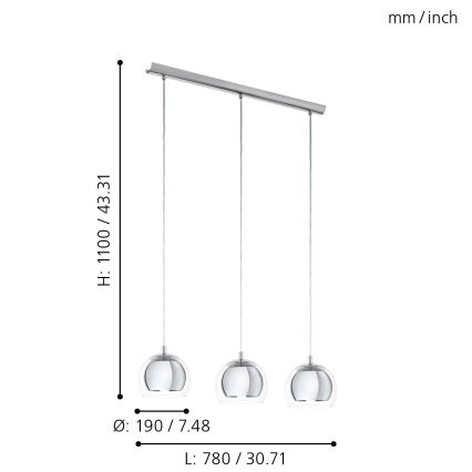 Eglo - Lámpara colgante 3xE27/60W/230V