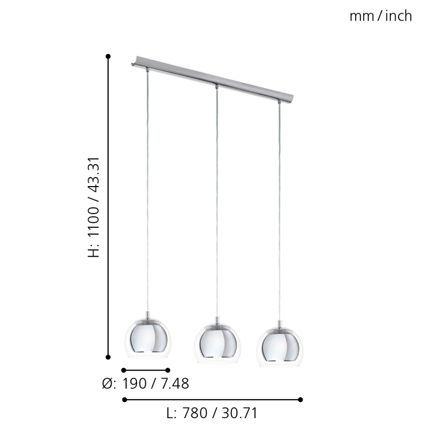 Eglo - Lámpara colgante 3xE27/60W/230V