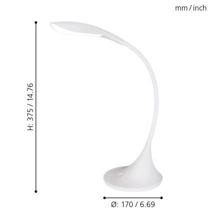 Eglo - Lámpara de mesa LED regulable 1xLED/4,5W/230V blanco