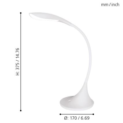 Eglo - Lámpara de mesa LED regulable 1xLED/4,5W/230V blanco