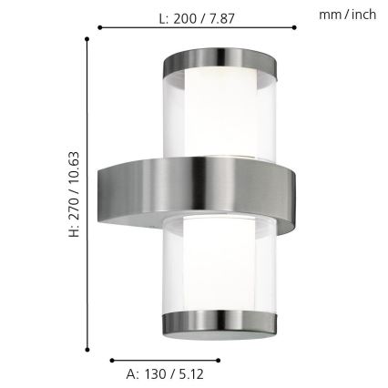 Eglo - Aplique exterior 2xLED/3,7W/230V IP44