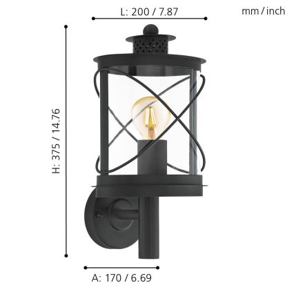 Eglo - Lámpara exterior 1xE27/60W/230V IP44