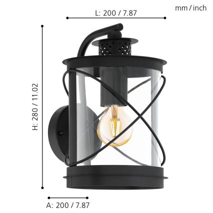 Eglo - Lámpara exterior 1xE27/60W/230V IP44