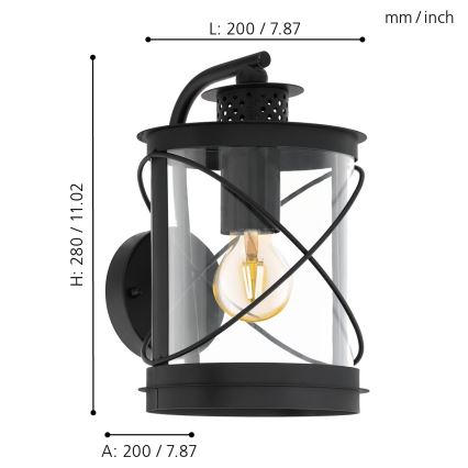 Eglo - Lámpara exterior 1xE27/60W/230V IP44