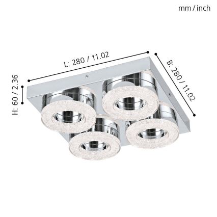 Eglo - Plafón LED cristal 4xLED/4W/230V