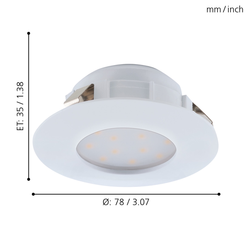 Eglo - SET 3x Lámpara empotrable de baño LED PINEDA 1xLED/4,9W/230V IP44