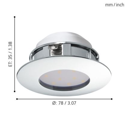 Eglo - SET 3x Iluminación LED empotrada de techo PINEDA 1xLED/4,9W/230V