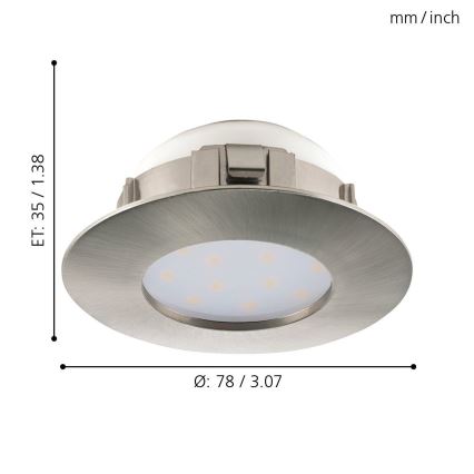Eglo - SET 3x Iluminación LED empotrada de techo PINEDA 1xLED/4,9W/230V