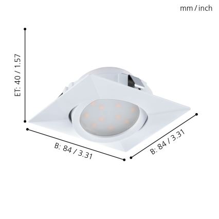 Eglo - SET 3x Iluminación LED empotrada de techo PINEDA 1xLED/4,9W/230V