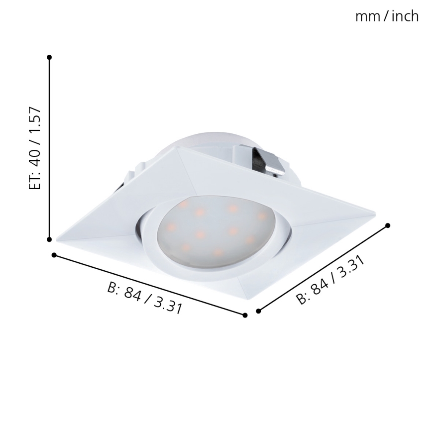Eglo - SET 3x Iluminación LED empotrada de techo PINEDA 1xLED/4,9W/230V