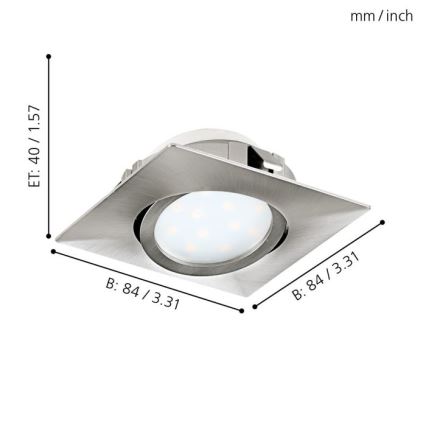 Eglo - SET 3x Iluminación LED empotrada de techo PINEDA 1xLED/4,9W/230V