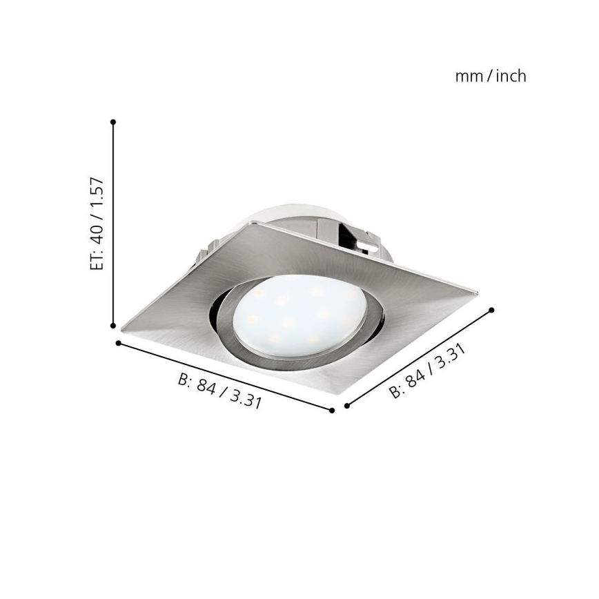 Eglo - SET 3x Iluminación LED empotrada de techo PINEDA 1xLED/4,9W/230V