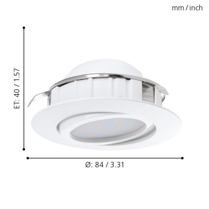 Eglo - SET 3x Lámpara empotrada LED PINEDA 1xLED/4,9W/230V