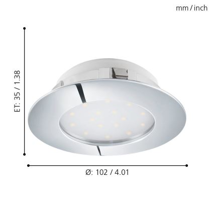 Eglo - Iluminación LED empotrada de techo 1xLED/12W/230V