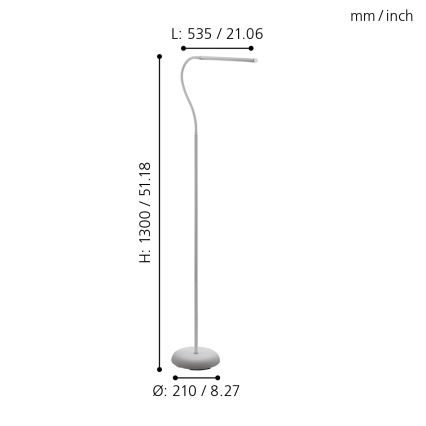 Eglo - LED Regulable táctil Lámpara de pie LED/4,5W/230V