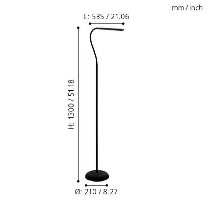 Eglo - LED Regulable táctil Lámpara de pie LED/4,5W/230V