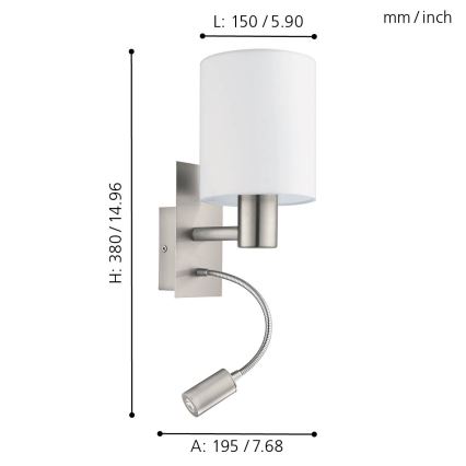 Eglo - LED Aplique 1xE27/40W+LED/3,8W blanco