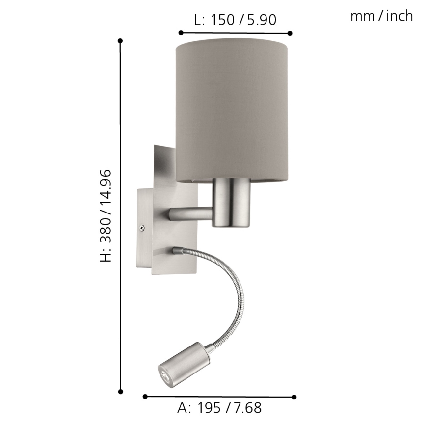 Eglo - Lámpara LED flexible 1xE27/40W+LED/3,8W topo