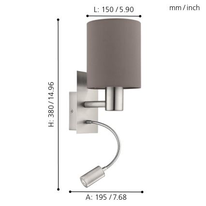 Eglo - LED Aplique 1xE27/40W+LED/3,8W marrón