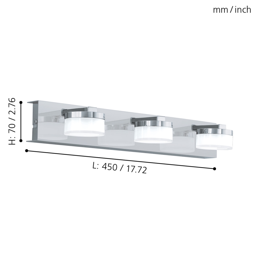 Eglo - Aplique de baño LED regulable 3xLED/7,2W/ IP44