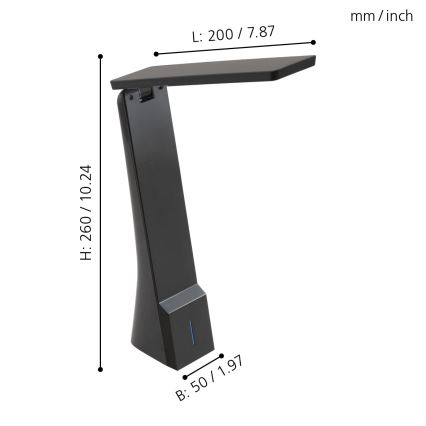 Eglo - Lámpara de mesa LED regulable 1xLED/1,8W/230V negra