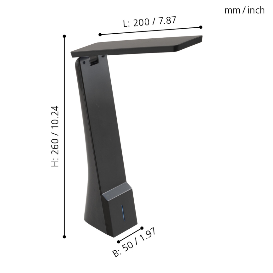 Eglo - Lámpara de mesa LED regulable 1xLED/1,8W/230V negra