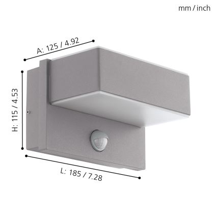 Eglo - Aplique LED exterior con sensor 2xLED/5,6W/230V