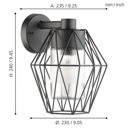 Eglo - Aplique exterior 1xE27/60W/230V IP44