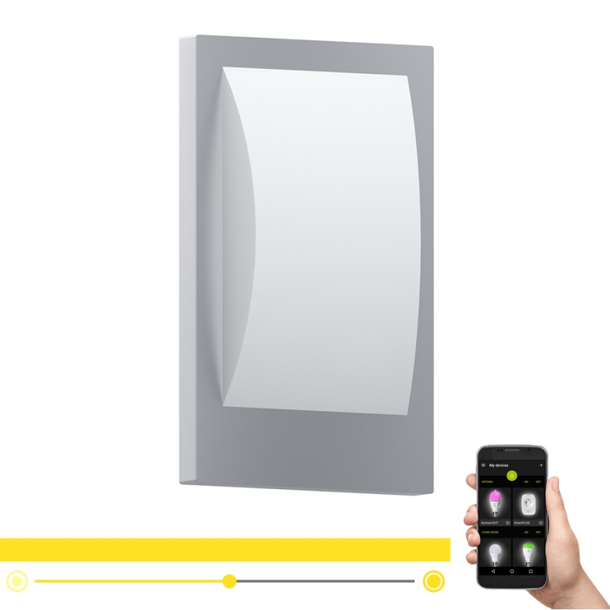 Eglo - Aplique de exterior LED regulable 1xE27/9W/230V IP44 cromo mate