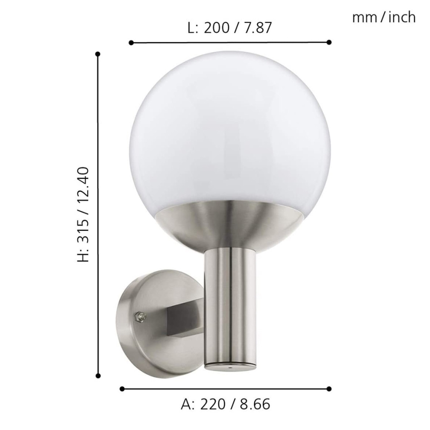 Eglo - Aplique LED regulable de exterior NISIA-C 1xE27/9W/230V IP44