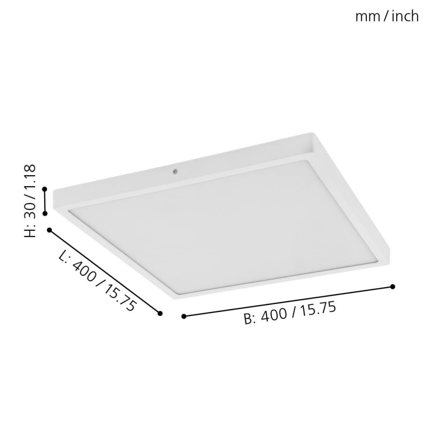 Eglo - Plafón LED 1xLED/25W/230V blanco cuadrado 2500 lm